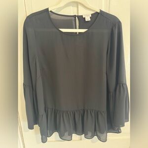 J. Crew Black Peplum Blouse